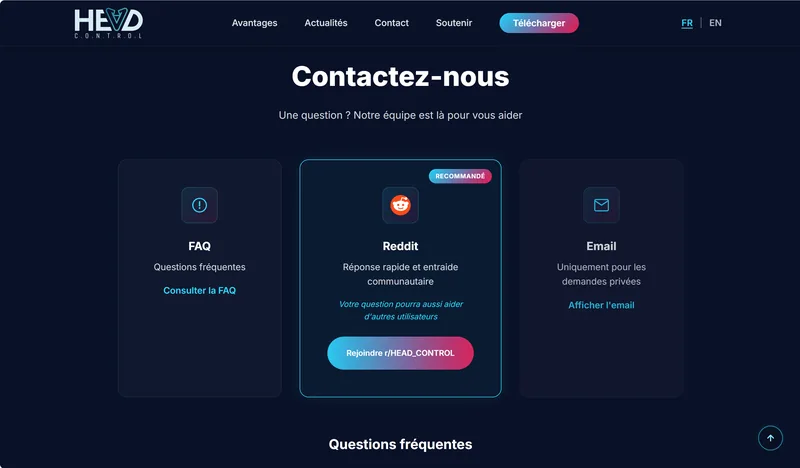 Head Control — contact page
