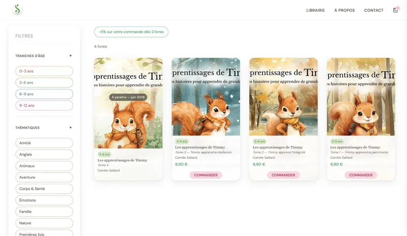 Éditions Saillard — bookstore page with filters